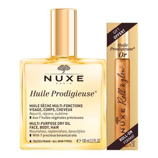 Zestaw Nuxe Huile Prodigieuse, suchy olejek do pielęgnacji ciała, twarzy i włosów, 100 ml +  Huile Prodigieuse Or, olejek roll-on, 8 ml - zdjęcie produktu