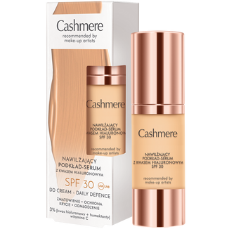 DAX Cashmere DD, nawilżający podkład-serum z kwasem hialuronowym, warm beige, SPF 30, 30 ml - zdjęcie produktu