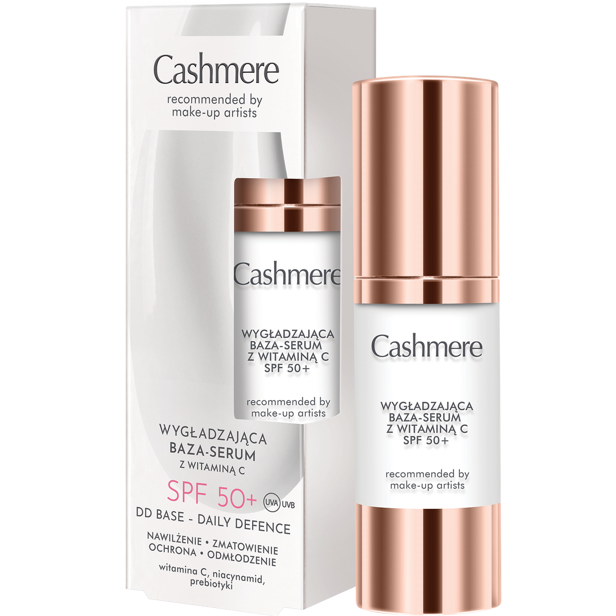 Cashmere Cashmere DD, glättend Base-serum mit Vitamin C, SPF 50+, 30 ml — Inhaltsstoffe und Bewertung