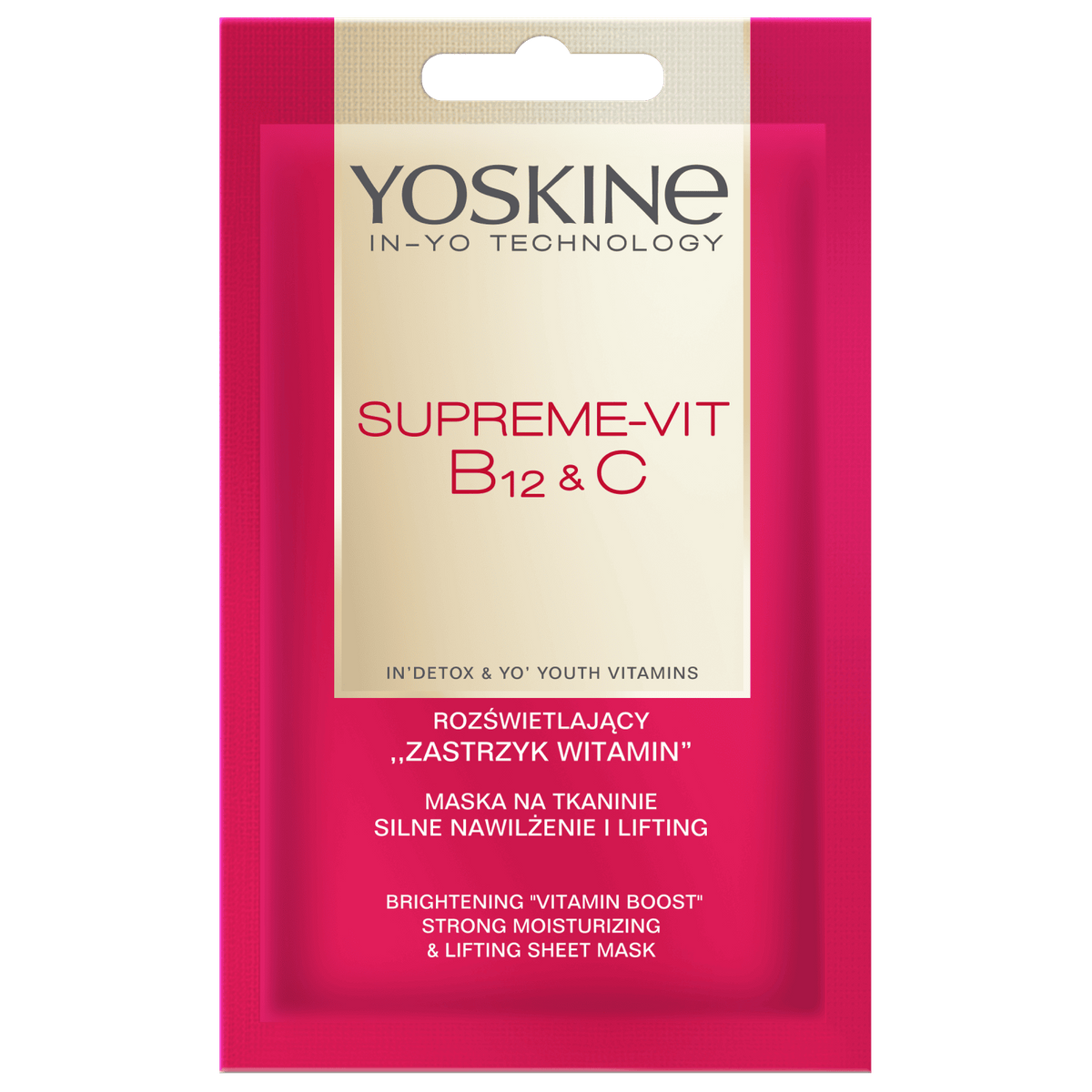 Yoskine Yoskine Supreme-Vit B12 + C, maska na tkaninie, silne nawilżenie i lifting, 1 sztuka — Inhaltsstoffe und Bewertung