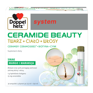 Doppelherz System Ceramide Beauty, owocowy smak mango i marakui, 25 ml x 30 ampułek Doppelherz System Ceramide Beauty, owocowy smak mango i marakui, 25 ml x 30 ampułek - zdjęcie produktu