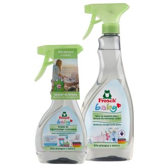 Zestaw Frosch Baby, środek do higienicznego czyszczenia, spray, 300 ml + spray do usuwania plam z ubranek dla niemowląt i dzieci, 500 ml - zdjęcie produktu