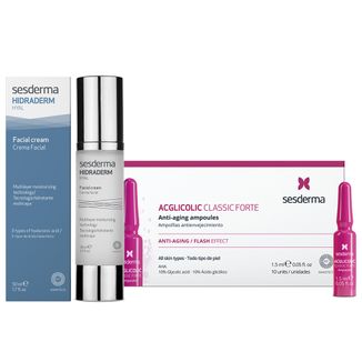 Zestaw Sesderma, Hidraderm Hyal, nawilżający krem do twarzy, 50 ml + Acglicolic Classic Forte, 1,5 ml x 10 ampułek za 1 grosz - zdjęcie produktu