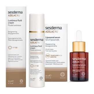 Zestaw Sesderma, Azelac RU, liposomowe serum do twarzy, depigmentacyjne, 30 ml + emulsja rozświetlająca SPF 50+, 50 ml za 1 grosz - zdjęcie produktu