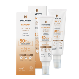 Zestaw Sesderma, Repaskin Silk Touch, krem przeciwsłoneczny do twarzy, SPF 50, 2 x 50 ml za 1 grosz - zdjęcie produktu