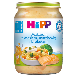 HiPP, makaron z łososiem, marchewką i brokułami, po 1 roku, 250 g - zdjęcie produktu
