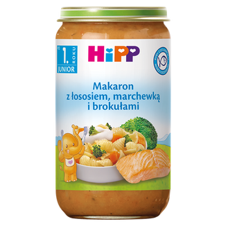 HiPP, makaron z łososiem, marchewką i brokułami, po 1 roku, 250 g - zdjęcie produktu