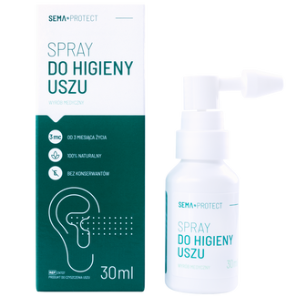 SEMA Protect Spray do higieny uszu, dla dzieci od 3 miesiąca i dorosłych, 30 ml USZKODZONE OPAKOWANIE SEMA Protect Spray do higieny uszu, dla dzieci od 3 miesiąca i dorosłych, 30 ml USZKODZONE OPAKOWANIE - zdjęcie produktu