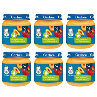 Zestaw Gerber Deser, mus jabłkowy z brzoskwiniami, po 4 miesiącu, 6 x 125 g USZKODZONE OPAKOWANIE - zdjęcie produktu