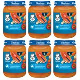 Zestaw Gerber Obiadek, bukiet warzyw z łososiem w sosie pomidorowym, po 6 miesiącu, 6 x 190 g - miniaturka zdjęcia produktu