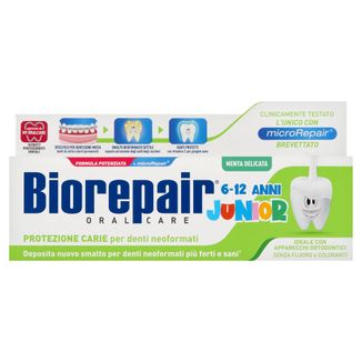 Biorepair Junior, pasta do zębów dla dzieci, bez fluoru, delikatna mięta, 6-12 lat, 75 ml USZKODZONE OPAKOWANIE - zdjęcie produktu