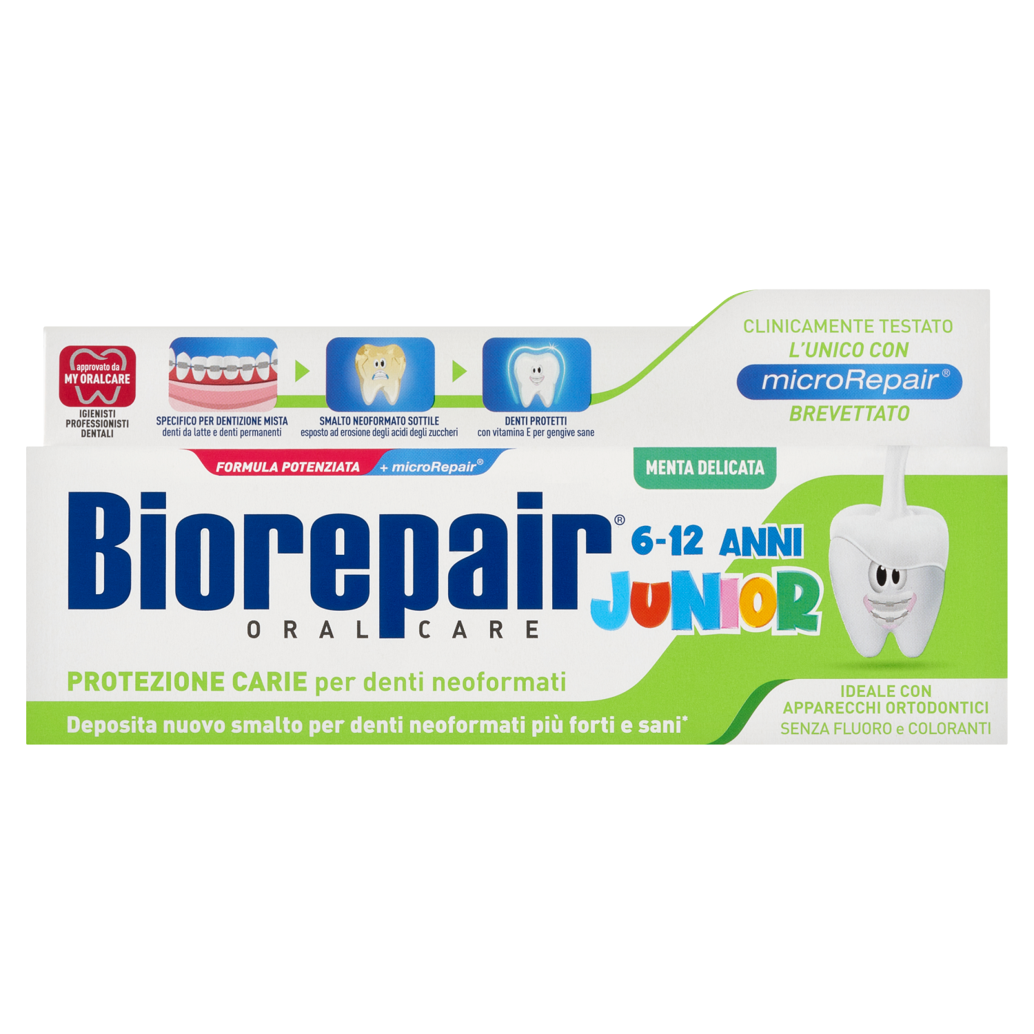 Biorepair Biorepair Junior, Zahnpasta für Kinder, ohne Fluorid, sanft Minze, 6-12 lat, 75 ml — Inhaltsstoffe und Bewertung