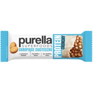 Purella Superfoods Protein Crunchy, baton proteinowy, chrupiące ciasteczko, crunchy, 45 g KRÓTKA DATA - zdjęcie produktu