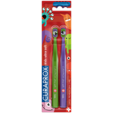 Curaprox Kids Duo Little Bacterias, szczoteczka do zębów dla dzieci 4-12 lat, Ultra Soft, 2 sztuki - miniaturka zdjęcia produktu