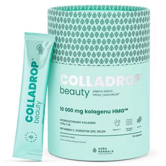 Aura Herbals Colladrop Beauty Kolagen HMG 10000 mg, smak mojito, 30 saszetek - zdjęcie produktu