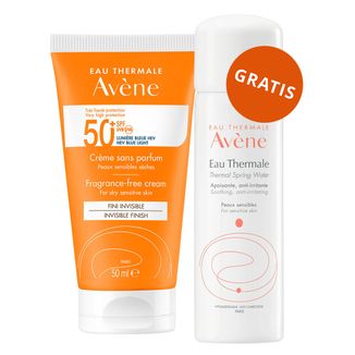 Avene Sun, krem ochronny do twarzy, bezzapachowy, skóra sucha i wrażliwa, SPF 50+, 50 ml + woda termalna, 50 ml gratis - zdjęcie produktu