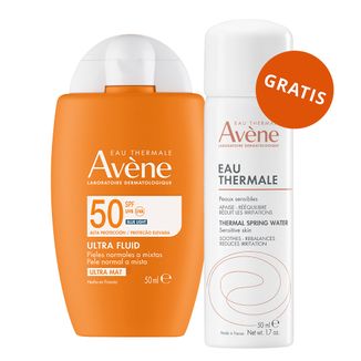 Avene Ultra Fluid Invisible, niewidoczny krem przeciwsłoneczny do twarzy, skóra wrażliwa, SPF 50+, 50 ml + woda termalna, 50 ml gratis - zdjęcie produktu