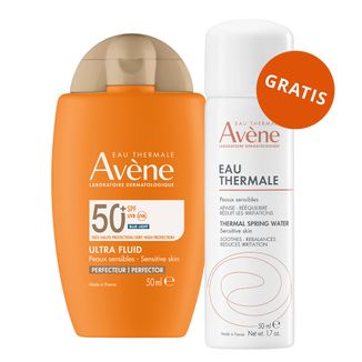 Avene Ultra Fluid Perfector, krem przeciwsłoneczny do twarzy, skóra wrażliwa, SPF 50+, 50 ml + woda termalna, 50 ml gratis - zdjęcie produktu
