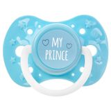 Akuku, smoczek uspokajający, silikonowy, symetryczny, My Prince, niebieski, A0586, 0-6 miesięcy, 1 sztuka - miniaturka zdjęcia produktu