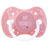 Akuku, smoczek uspokajający, silikonowy, symetryczny, My Princess, różowy, A0587, 0-6 miesięcy, 1 sztuka - miniaturka zdjęcia produktu