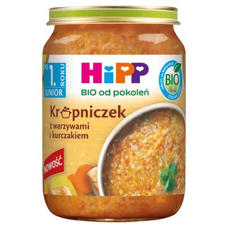 HiPP zupka Bio, krupniczek z warzywami i kurczakiem, po 12 miesiącu, 250 g - zdjęcie produktu