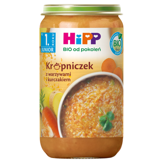 HiPP zupka Bio, krupniczek z warzywami i kurczakiem, po 12 miesiącu, 250 g - zdjęcie produktu
