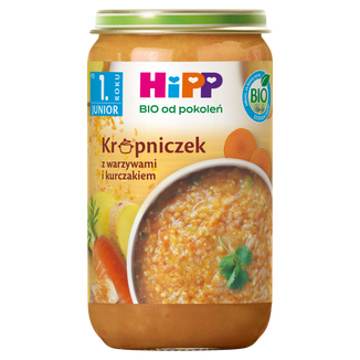 HiPP zupka Bio, krupniczek z warzywami i kurczakiem, po 12 miesiącu, 250 g - zdjęcie produktu
