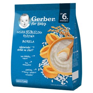 Gerber Kaszka ryżowa, morela, bezmleczna, bez dodatku cukru, po 6 miesiącu, 160 g - zdjęcie produktu