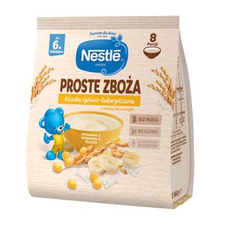 Nestle Proste Zboża Kaszka ryżowo-kukurydziana, banan, bezmleczna, po 6 miesiącu, 144 g - zdjęcie produktu