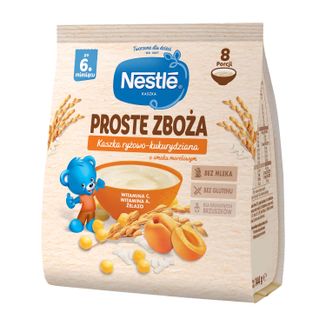 Nestle Proste Zboża Kaszka ryżowo-kukurydziana, morela, bezmleczna, po 6 miesiącu, 144 g KRÓTKA DATA - zdjęcie produktu