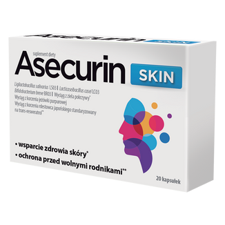 Asecurin Skin, 20 kapsułek USZKODZONE OPAKOWANIE - zdjęcie produktu