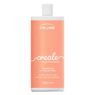 On Line Create, żel pod prysznic, bursztyn i mleczko migdałowe, 500 ml USZKODZONE OPAKOWANIE - zdjęcie produktu