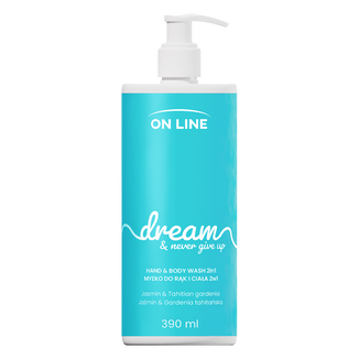 On Line Dream, mydło w płynie do rąk i ciała 2w1, jaśmin i gardenia, 390 ml - zdjęcie produktu