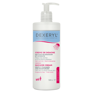 Dexeryl Shower, krem myjący pod prysznic dla niemowląt, dzieci i dorosłych, skóra bardzo sucha i skłonna do atopii, 500 ml - zdjęcie produktu