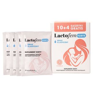 Lactofem Forte, smak klasyczny, 10 saszetek + 4 saszetki gratis USZKODZONE OPAKOWANIE - zdjęcie produktu