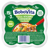 BoboVita Obiadek, kluseczki z wołowiną po burgundzku i marchewką, po 15 miesiącu, 250 g - miniaturka zdjęcia produktu