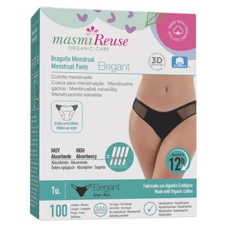 Masmi Elegant, majtki menstruacyjne, bawełna organiczna, rozmiar S, 86-94 cm, 1 sztuka - zdjęcie produktu