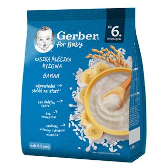 Gerber Kaszka ryżowa, banan, mleczna, po 6 miesiącu, 160 g - zdjęcie produktu