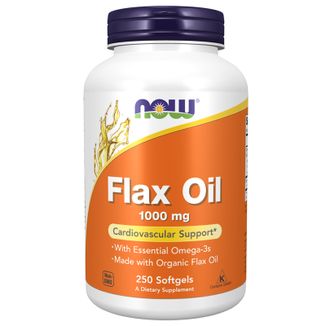 Now Foods Flax Oil, olej z nasion lnu 1000 mg, 250 kapsułek - zdjęcie produktu