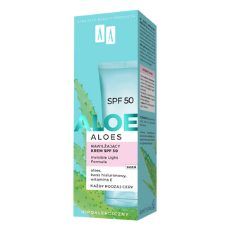 AA Aloes, nawilżający krem, SPF 50, 40 ml - zdjęcie produktu