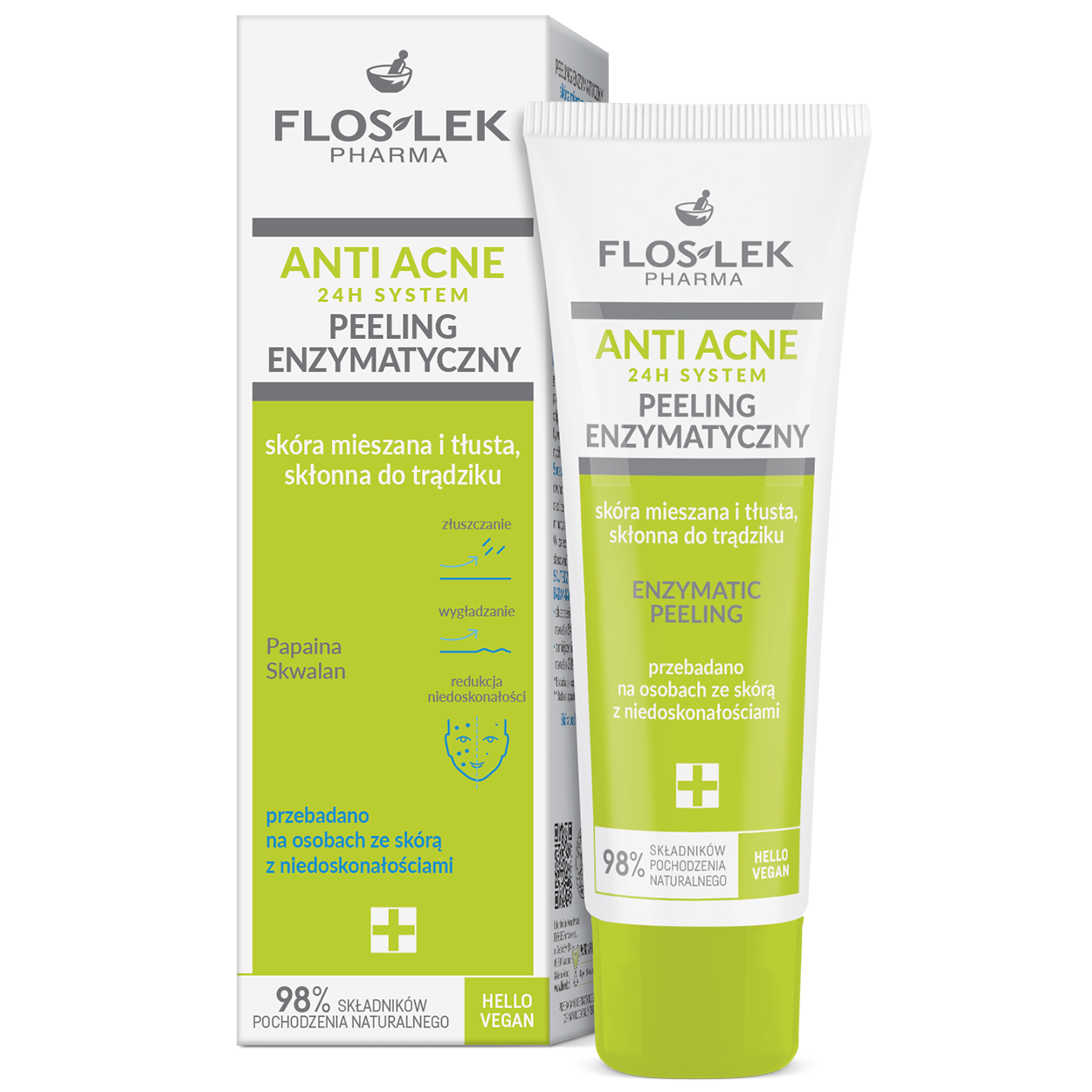 Flos-Lek Pharma Floslek Pharma Anti Acne 24h, Enzympeeling, 50 ml — Inhaltsstoffe und Bewertung