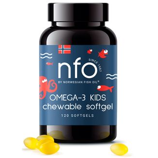 NFO Omega-3 Kids, od 4 lat, smak tutti frutti, 120 kapsułek do żucia - zdjęcie produktu