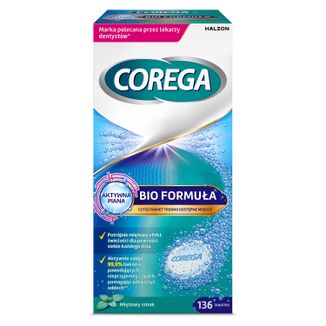 Corega Tabs Bio Formuła, tabletki do czyszczenia protez zębowych, 136 tabletek - zdjęcie produktu
