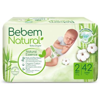 Bebem Natural, pieluchy bambusowe, rozmiar 2, Mini, 3-6 kg, 42 sztuki - zdjęcie produktu