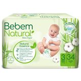 Bebem Natural, pieluchy jednorazowe z włóknem bambusowym, rozmiar 3, Midi, 4-9 kg, 34 sztuki - miniaturka zdjęcia produktu