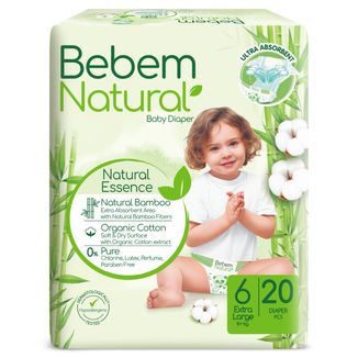 Bebem Natural, pieluchy bambusowe, rozmiar 6, XL, 15+ kg, 20 sztuk - zdjęcie produktu