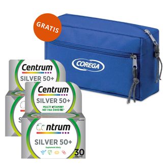 Zestaw Centrum Silver 50+, 2 x 30 tabletek + Corega, kosmetyczka podróżna gratis - zdjęcie produktu