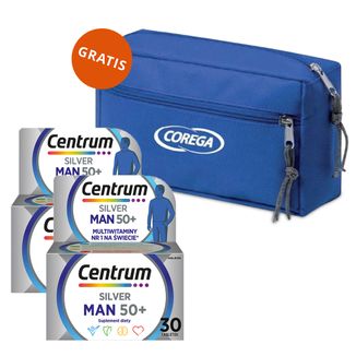 Zestaw Centrum Man 50+, 2 x 30 tabletek + Corega, kosmetyczka podróżna gratis - zdjęcie produktu