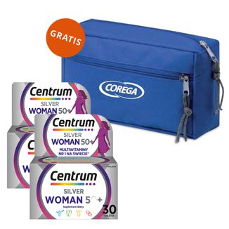 Zestaw Centrum Woman 50+, 2 x 30 tabletek + Corega, kosmetyczka podróżna gratis - zdjęcie produktu