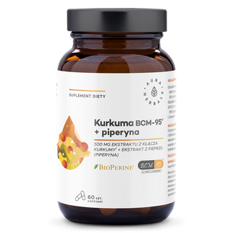 Aura Herbals Kurkuma 500 mg BCM-95 + Piperyna, 60 kapsułek - zdjęcie produktu
